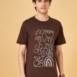 Urban Ranger by Pantaloons Dark Earth Cotton Slim Fit Printed T-Shirt-image-73