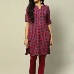 Rangriti Maroon Printed Straight Kurta-image-6