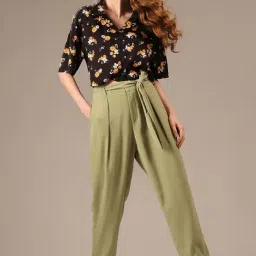 Vero Moda Sage Green Relaxed Fit High Rise Pants-picture-43