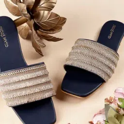 Glam Story Women's Gold Ethnic Sandals-image-4