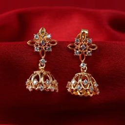 Clara 925 Sterling Silver Ahalya Gold Plated Swiss Zirconia Jhumki Earrings for Women-picture-31