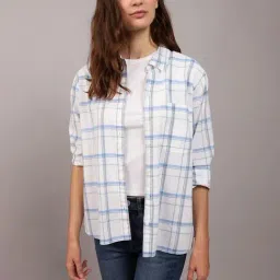 American Eagle Outfitters White Chequered Shirt-image-47