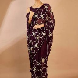 Saree Mall Purple Embellished Sarees With Unstitched Blouse-image-82