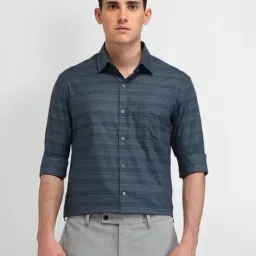 Arrow Blue Cotton Slim Fit Striped Shirt-picture-28
