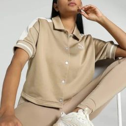 Puma Beige Textured Pattern Sports Jacket-image-35