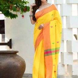 Beatitude Yellow Handloom Cotton Saree-picture-38
