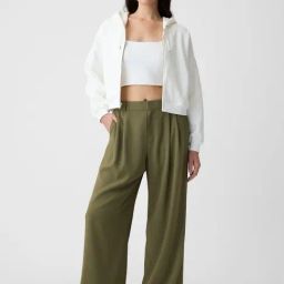 GAP Green Polyester Solid Trousers-image-51