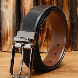 Louis Stitch Black Leather Reversible Belt for Men-image-47