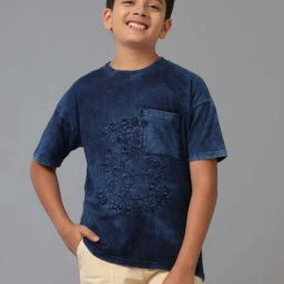 Under Fourteen Only Kids Mid Indigo Cotton Washed T-Shirt-picture-30