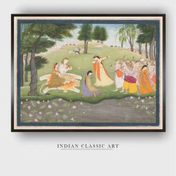 Indian Classic Art Multicolor Canvas Abstract Wall Art-image-82