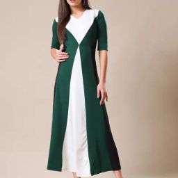 PURVAJA Green Color-Block Dress-picture-16