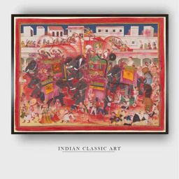 Indian Classic Art Multicolor Canvas Abstract Wall Art-17
