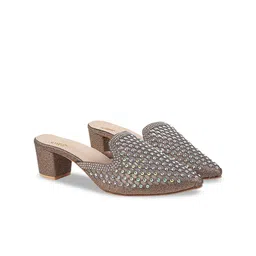 Shoetopia Women Embellished Party Block Pumps with Western - Embellished-image-99