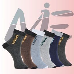 MJE Pack Of 6 Patterned Cotton Ankle Length Socks-picture-40