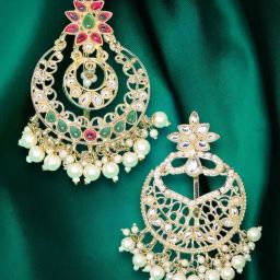 OOMPH Combo of 2 Gold Tone Ethnic Hair Bun Pin Juda Pin Jadau Floral Design-image-27