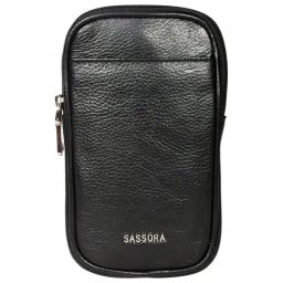 SASSORA GAMY Black Leather Medium Cross Body Bag-32