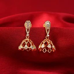 Clara 925 Sterling Silver Tanima Gold Plated Swiss Zirconia Jhumki Earrings for Women-image-42
