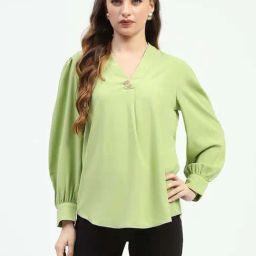 Madame Apple Green Regular Fit Top-image-16