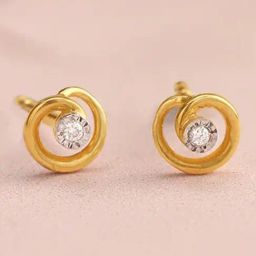 Mia by Tanishq Twirl Radiance 14k Gold and Diamond Stud Earrings-image-91