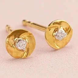 Mia by Tanishq Shimmering Twist 14k Gold and Diamond Stud Earrings-image-45
