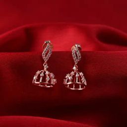 Clara 925 Sterling Silver Alani Rose Gold Plated Swiss Zirconia Jhumki Earrings for Women-image-49