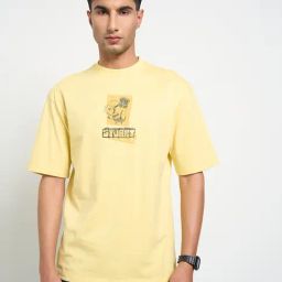 Sf Jeans By Pantaloons Yellow Cotton Loose Fit Printed T-Shirt-picture-47