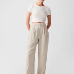 GAP Khaki Blended Striped Trousers-image-30