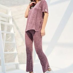 Styli Pink Textured Co-Ord Set-image-48