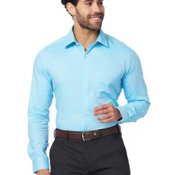 Raymond Blue Cotton Classic Fit Texture Shirts-image-59