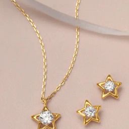 Mia by Tanishq Stellar Sparkle 14Kt Gold Necklace Set-image-16