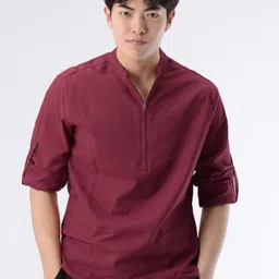 AMRIT TOP WEAR Men Solid Daily Cotton Straight Kurta-picture-5