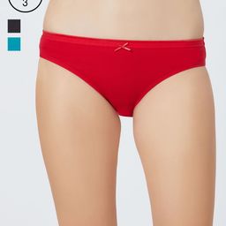 SOIE Women Mid Rise Medium Coverage Solid Colour Cotton Stretch Brief Panty (Pack of 3)-41