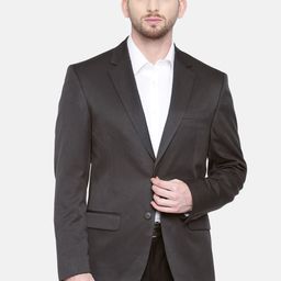 Peter England Men Charcoal Grey Single-Breasted Solid Formal Blazer-34