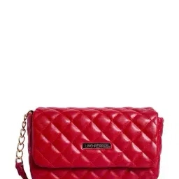 Lino Perros Scarlet Red Quilted Flap Sling Bag-16