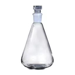 ABGIL Conical Flask Erlenmeyer with Interchangeable Joint & Stopper Amber 150 ml Amber Borosilicate Glass Joint Size B19, FC-AC-323-05 image 1