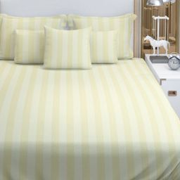 HOME PLUS STUDIOS Off White Striped 250 TC King Bedsheet with 2 Pillow Covers-image-50