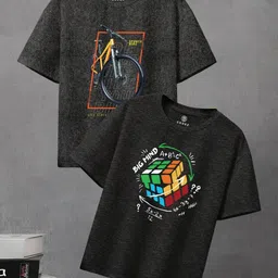 CODEZ Boys Pack Of 2 Graphic Printed Round Neck Short Sleeves T-shirts-21