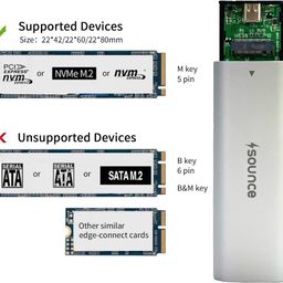 Sounce NVME SSD Enclosure M.2 Sata USB 3.2 Adapter External NVMe SSD Cse Reader Type-c 10 Gbps Support 2230/2242/2260/2280mm REALTEK RTL9210 Chipse 2TB M B+M Key for Laptop Computer & Desktop - Black image 5