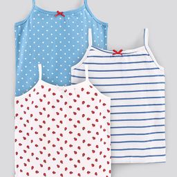 Pine Kids Anti-Microbial & Biowashed Sleeveless Slips Multi Print & Bow Pack Of 3 - Blue White-image-102