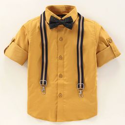 Robo Fry Cotton Woven Full Sleeves Shirt With Bow - Yellow-image-79