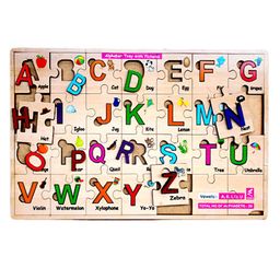Wissen Wooden Alphabet Matching Puzzle Board Game - 28 Pieces-27