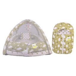 Kwitchy New Born Baby Bedding Combo Set Mattress with Mosquito Net & Sleeping Bag for   Infants  - Green-4