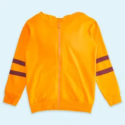 Pantaloons Junior Full Sleeves Embroidered & Hooded Cotton Sweat Jacket - Orange-picture-18