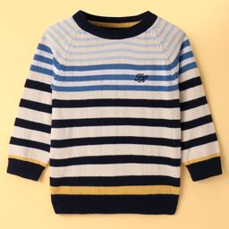 ToffyHouse Cotton Knit Full Sleeves Sweater with Striped Print -Grey-image-96