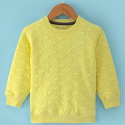 Doreme Full Sleeves Knitted Sweatshirt With Hearts Design - Lime Yellow-picture-23