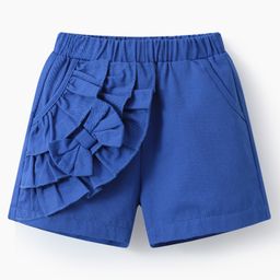 Mark & Mia Cotton Shorts with Frill Detailing & Bow Applique - Blue-image-59