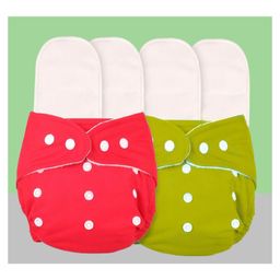 The Cheeky Kidzz Baby 2 Reusable Cloth Diaper Adjustable Diaper Nappies & 4 Bamboo Microfiber Inserts For (RYL)-7