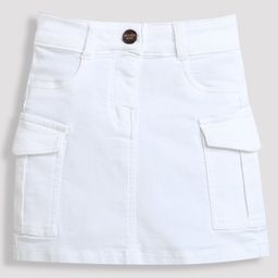 Tiny Girl Solid Cargo Skirt - White-image-98