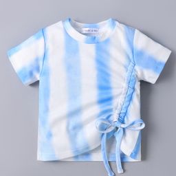 Mark & Mia Half Sleeves Tie Dye Top with Knot Detailing - Light Blue-image-59
