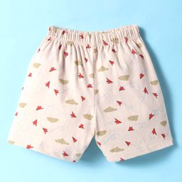 Tango Single Jersey Knit Knee Length Shorts with Paperboat Print - Cream-image-61